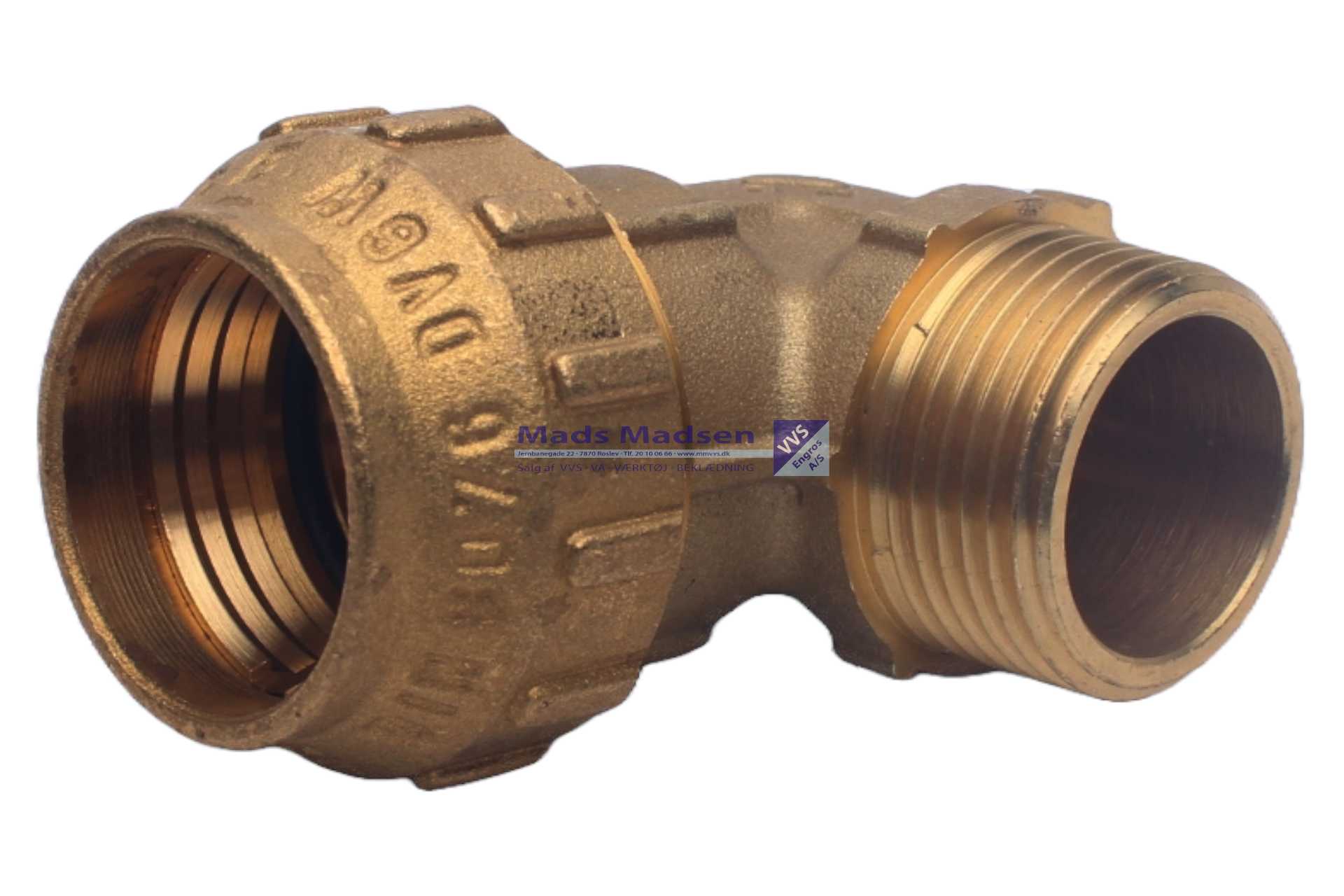 25mm x 3/4" Tiemme messing vinkel nippel f/PEM