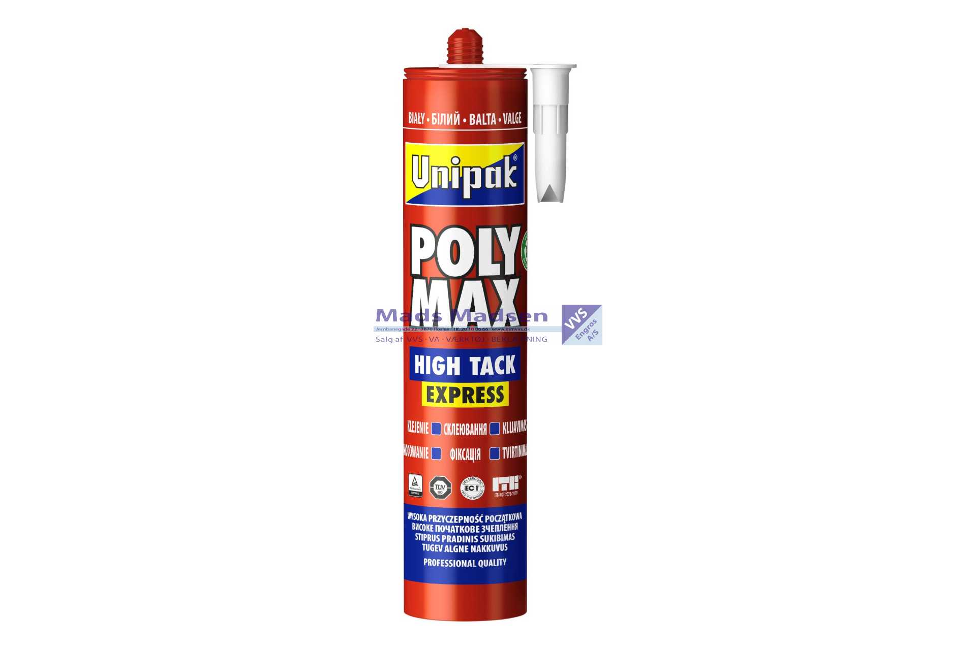 Unipak Poly Max High Tack Express, kraftig hug, hurtig tørrende, fugtbestandig 12 stk/krt *NETTOPRIS*