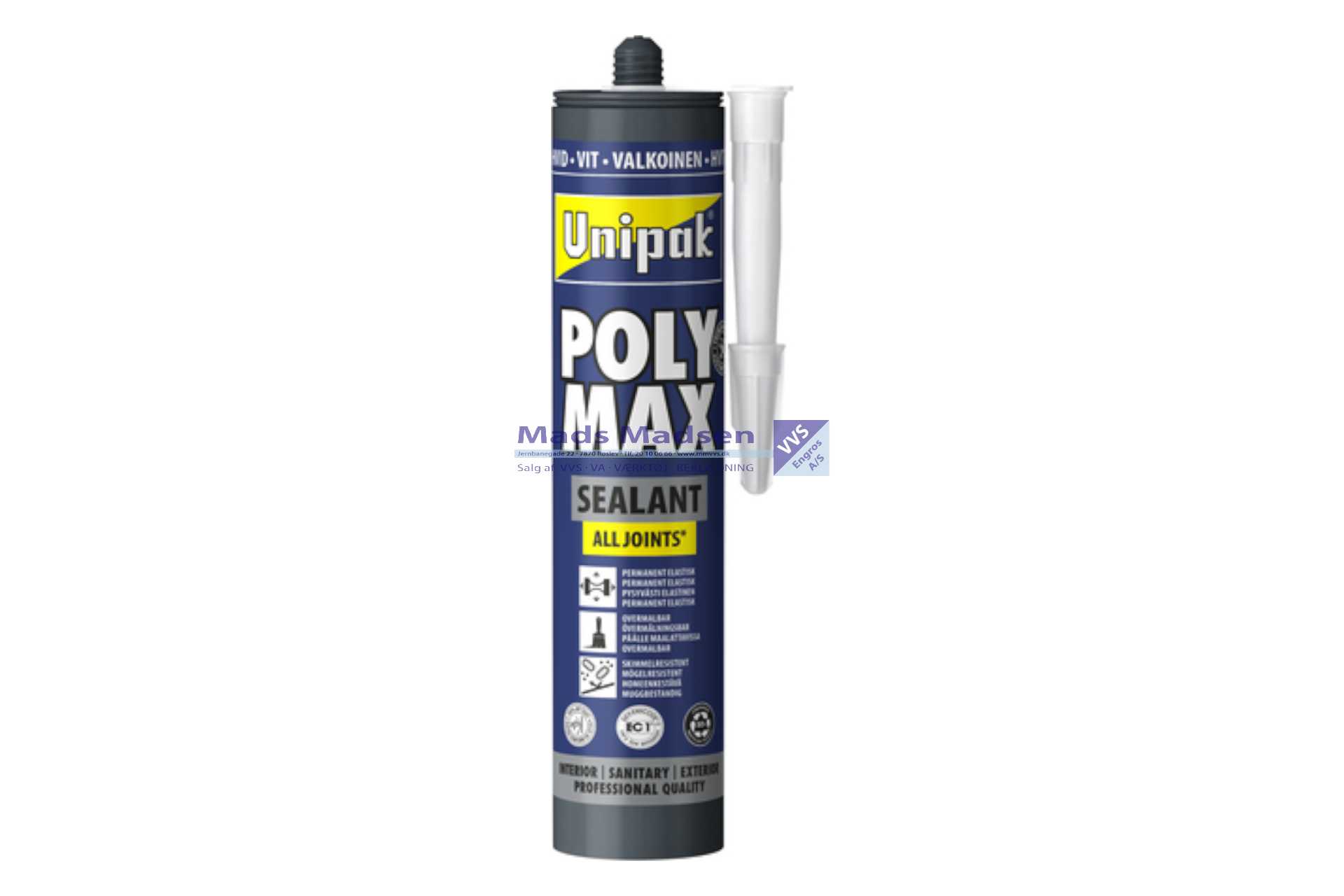 Unipak Poly Max fugemasse Skimmelresistent Transparent 12 stk/krt *NETTOPRIS*