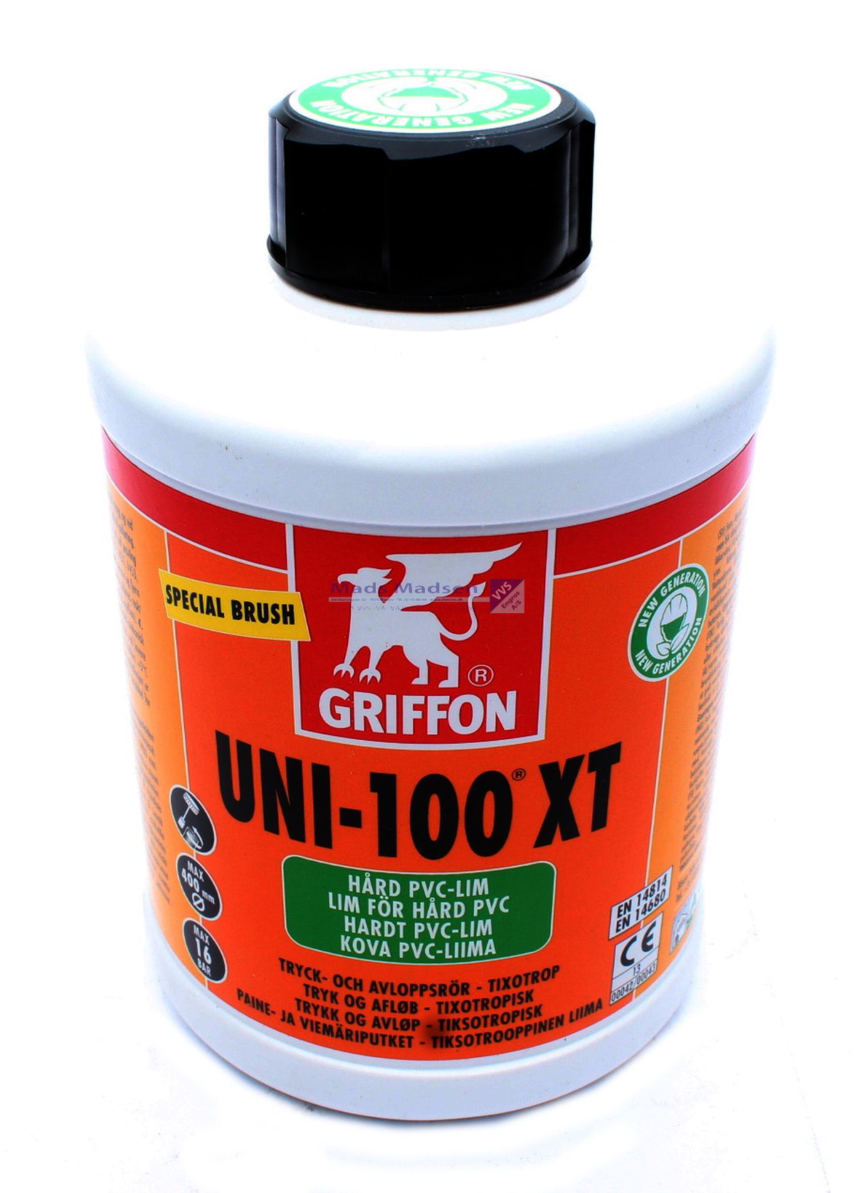 Griffon uni-100 PVC lim á 1kg m/pensel - Farekl. 3 *NETTOPRIS*