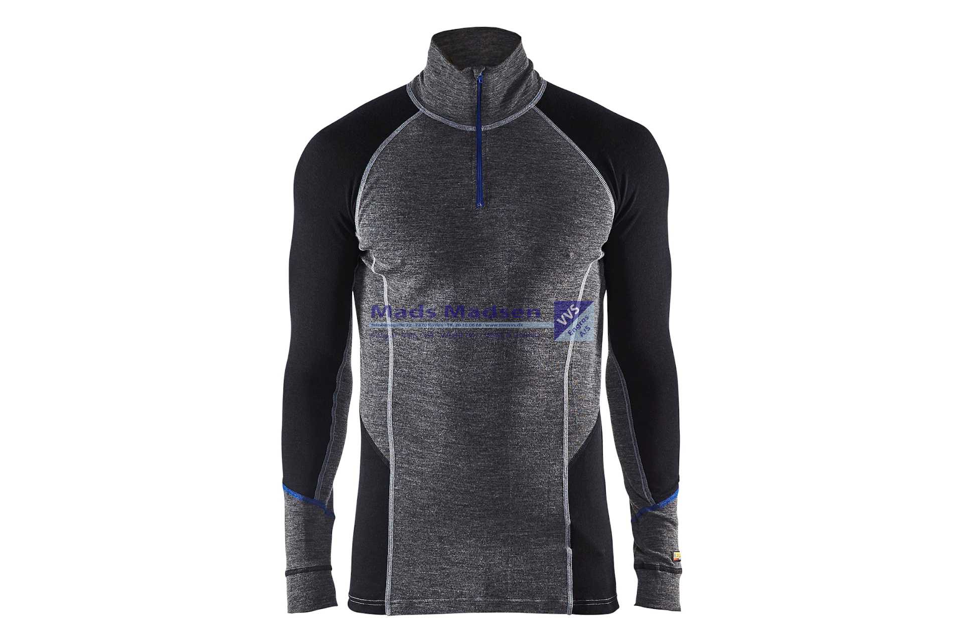Blåkläder Langærm uldundertrøje warm half zip Merino 4899-1732-9699 Mellem grå/sort str. M *NETTOPRIS*