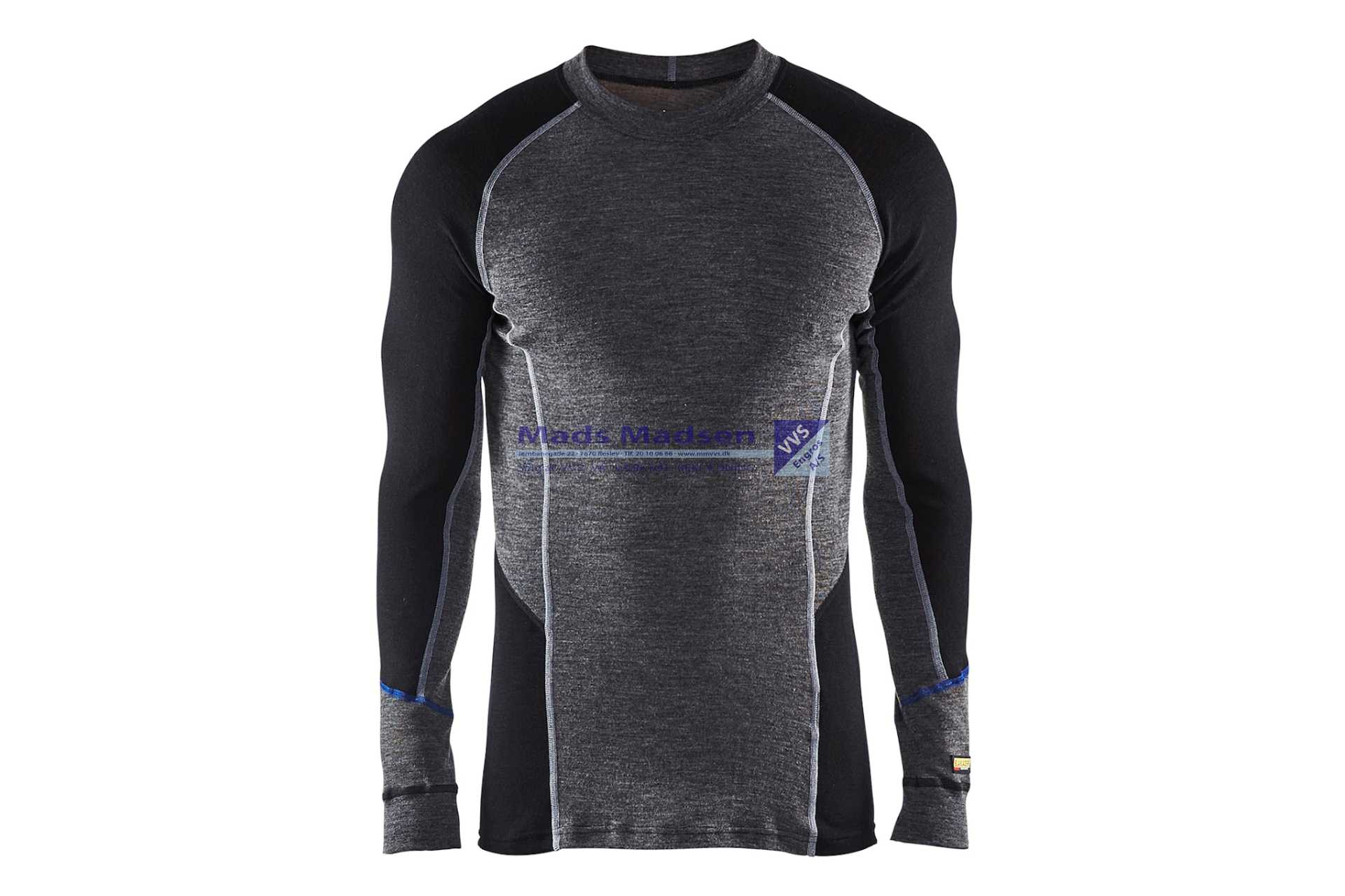 Blåkläder Langærm uldundertrøje warm Merino 4897-1732-9699 Mellem grå/sort str. M *NETTOPRIS*