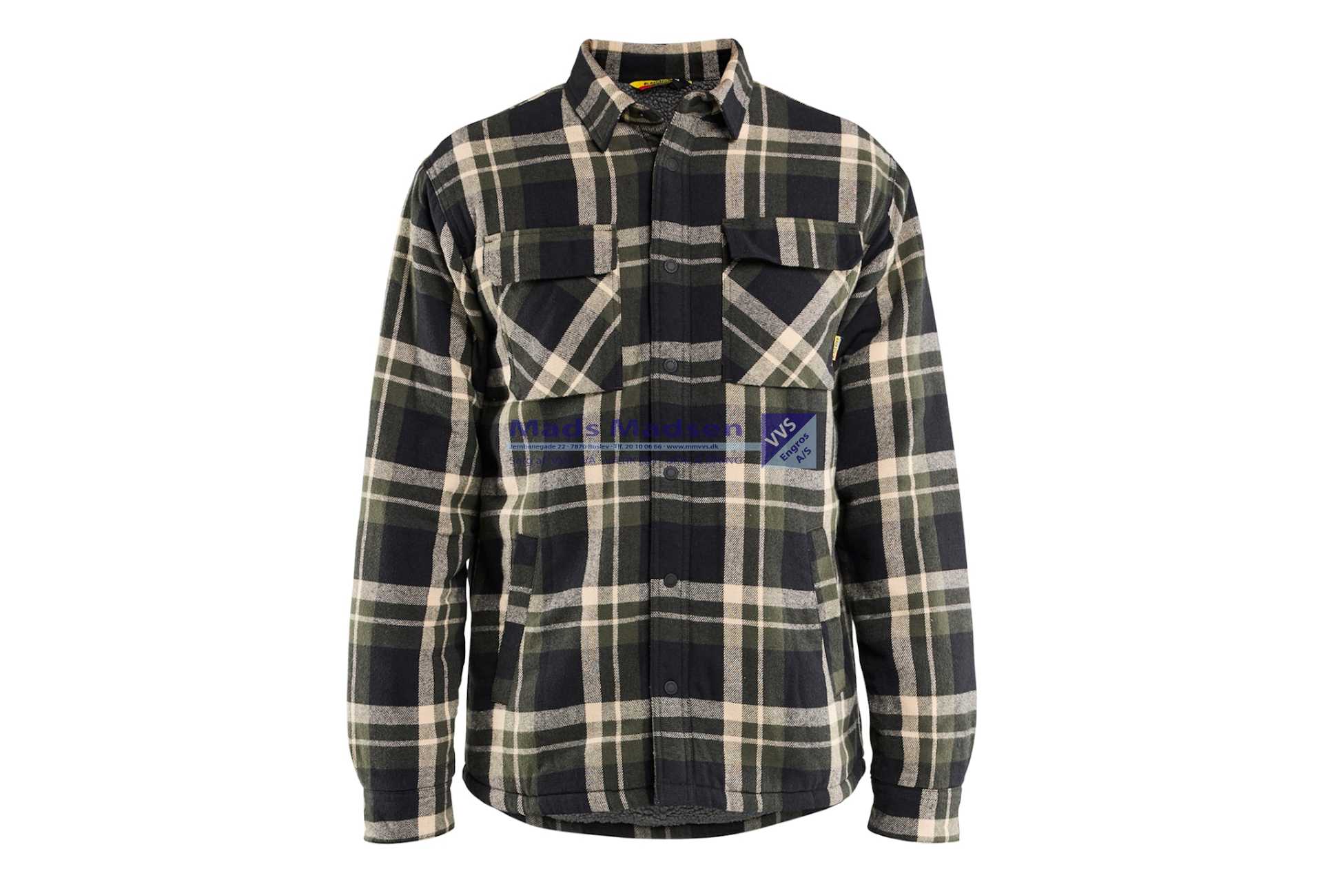 Blåkläder Flannelskjorte pelsfoer 4704-1168-4298 skovgrøn/sort str. XL